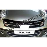 Дефлекторр капота (мухоотбойник) темный Nissan Micra 2011- SG3468DSL