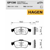 Колодки тормозные передние HAGEN  Nissan Terrano D10 (2.0L) (1.6L AWD) GP1390